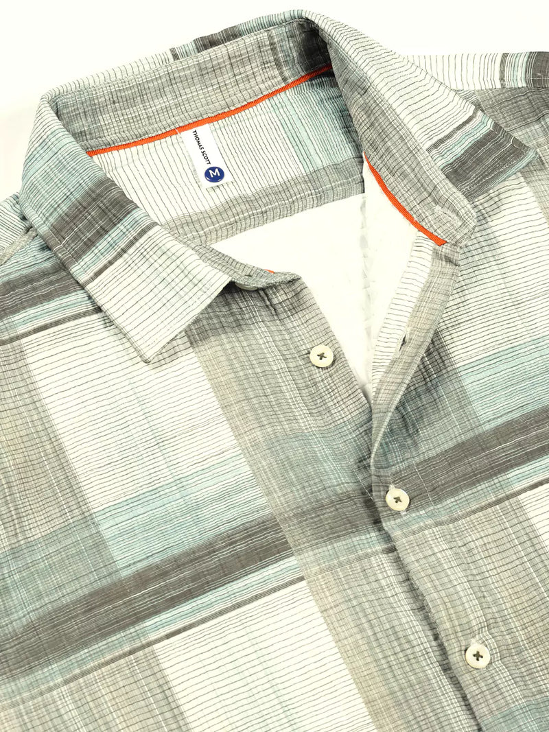Thomas Scott Men Premium Slim Fit Tartan Checks Opaque Checked Casual Shirt