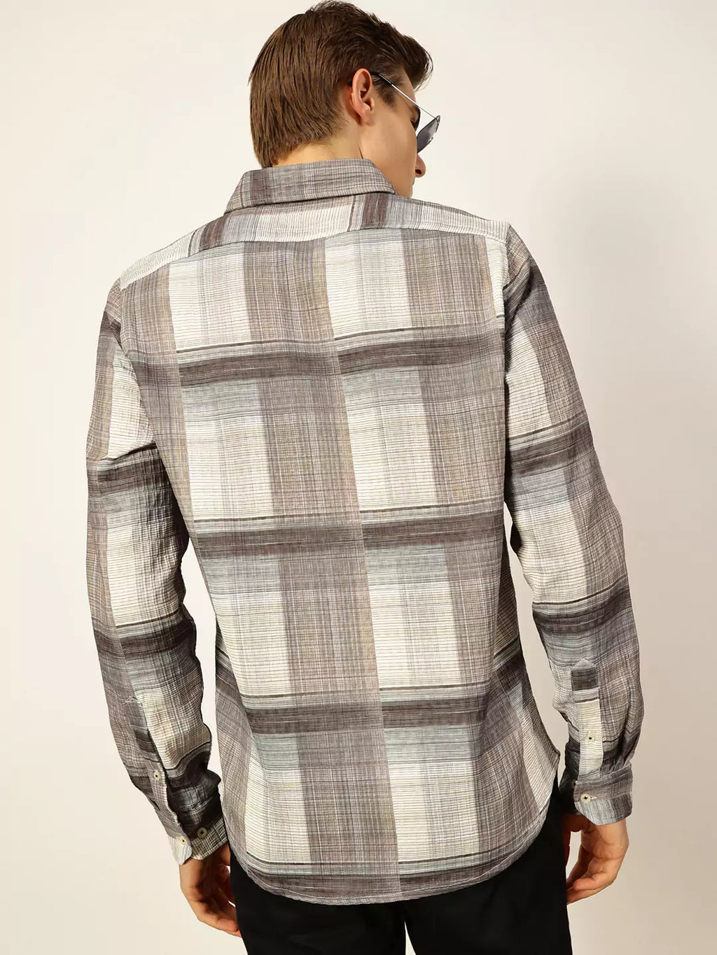 Thomas Scott Men Premium Slim Fit Tartan Checks Opaque Checked Casual Shirt