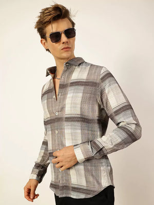 Thomas Scott Men Premium Slim Fit Tartan Checks Opaque Checked Casual Shirt