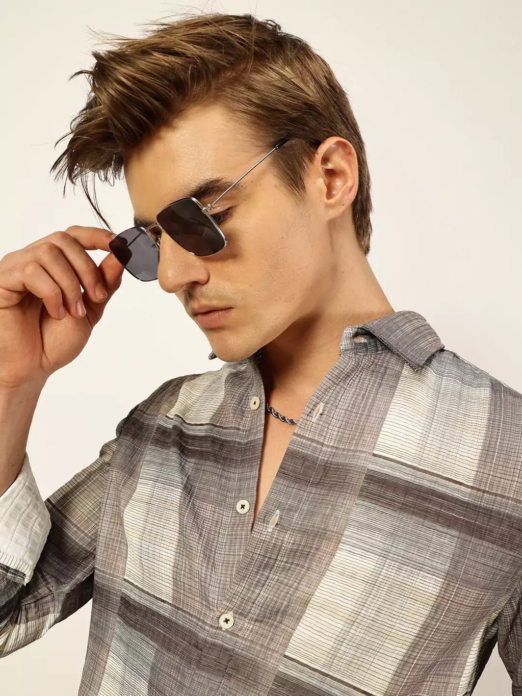 Thomas Scott Men Premium Slim Fit Tartan Checks Opaque Checked Casual Shirt