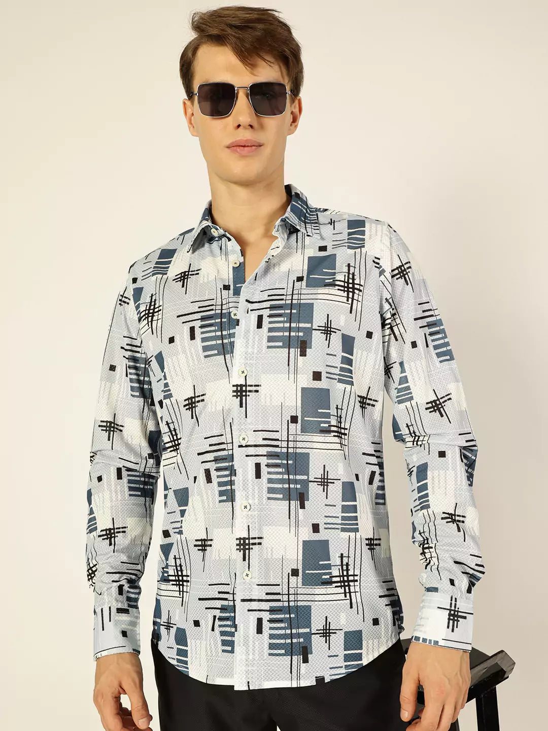 Thomas Scott Men Premium Graphic Printed Slim Fit Casual Shirt