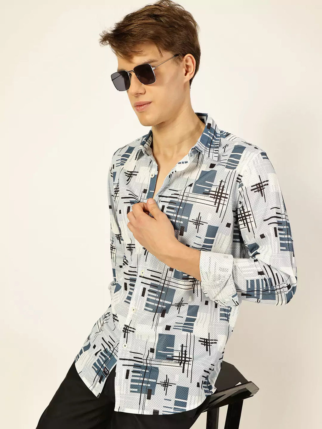 Thomas Scott Men Premium Graphic Printed Slim Fit Casual Shirt