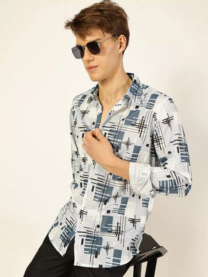 Thomas Scott Men Premium Graphic Printed Slim Fit Casual Shirt