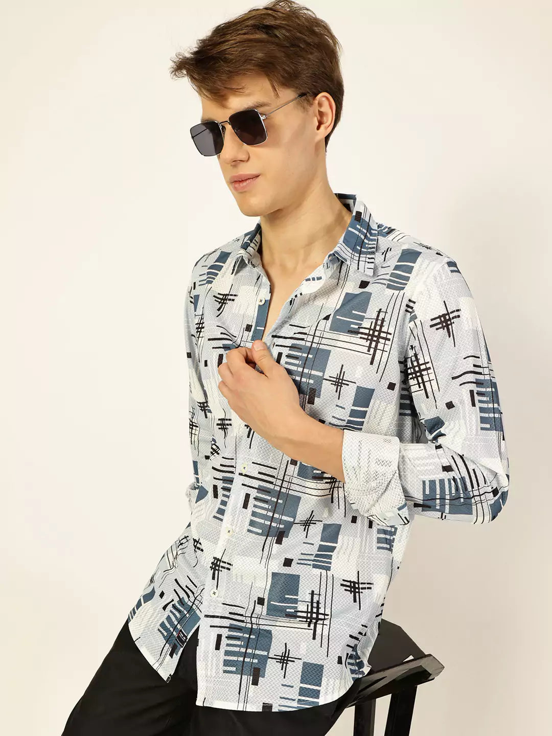 Thomas Scott Men Premium Graphic Printed Slim Fit Casual Shirt