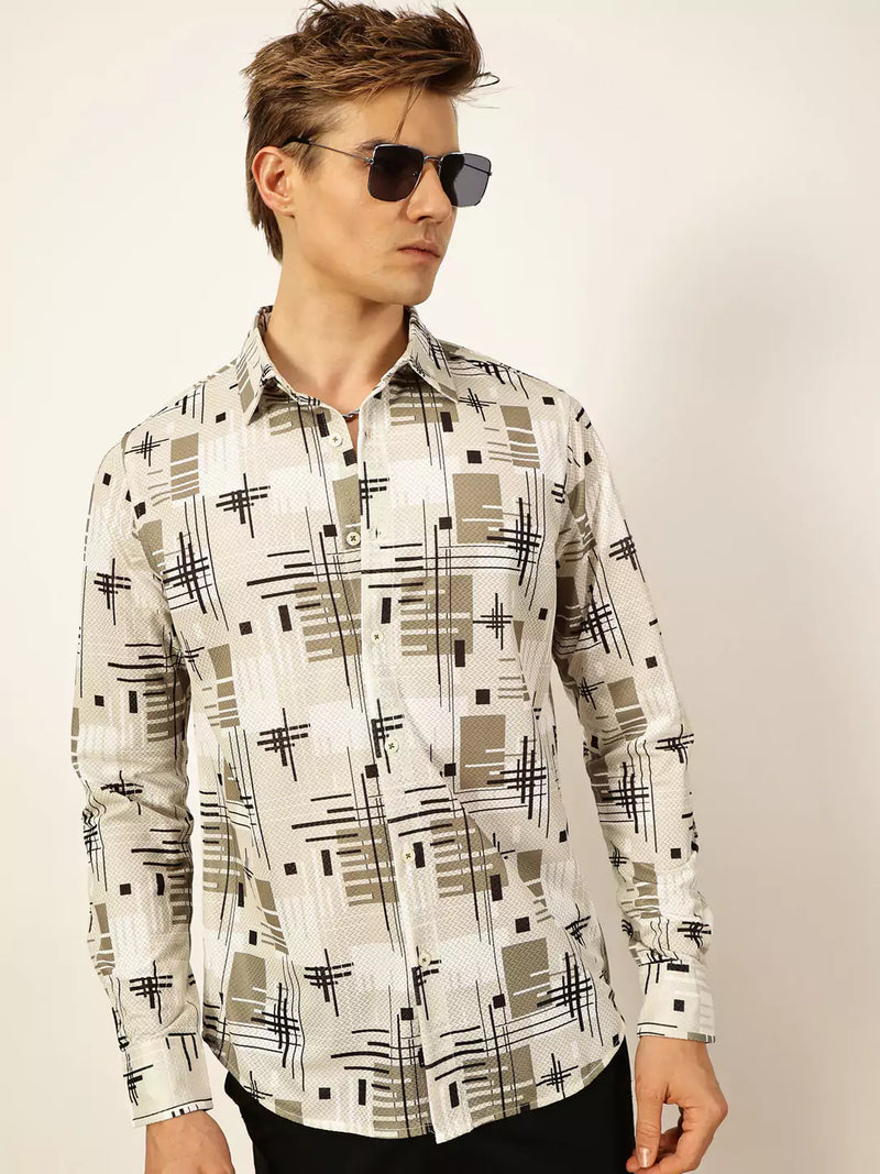 Thomas Scott Men Premium Slim Fit Opaque Printed Casual Shirt