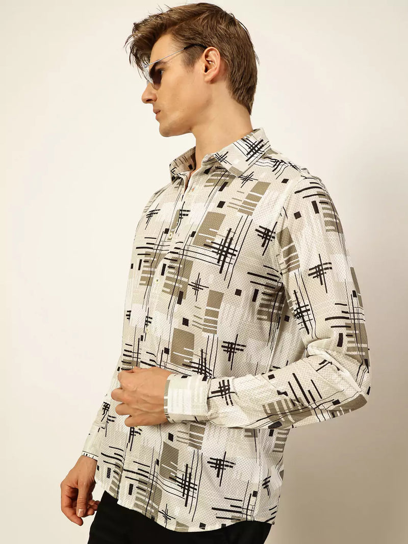 Thomas Scott Men Premium Slim Fit Opaque Printed Casual Shirt