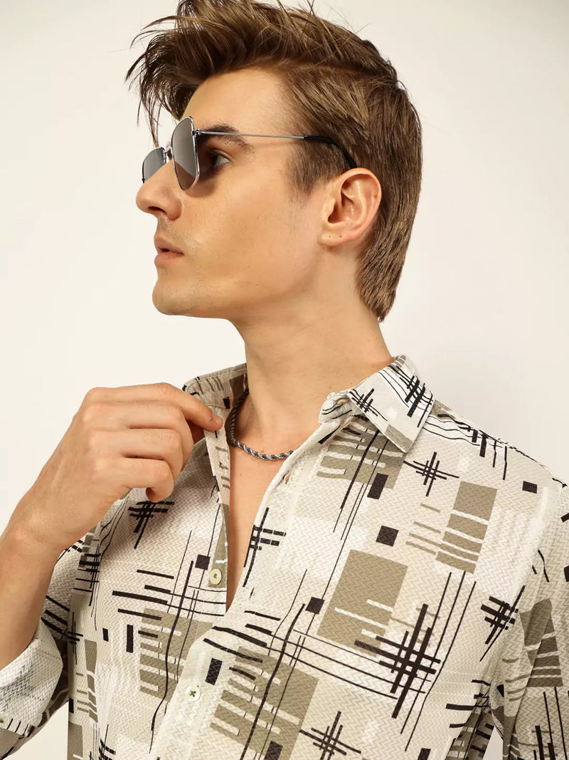 Thomas Scott Men Premium Slim Fit Opaque Printed Casual Shirt