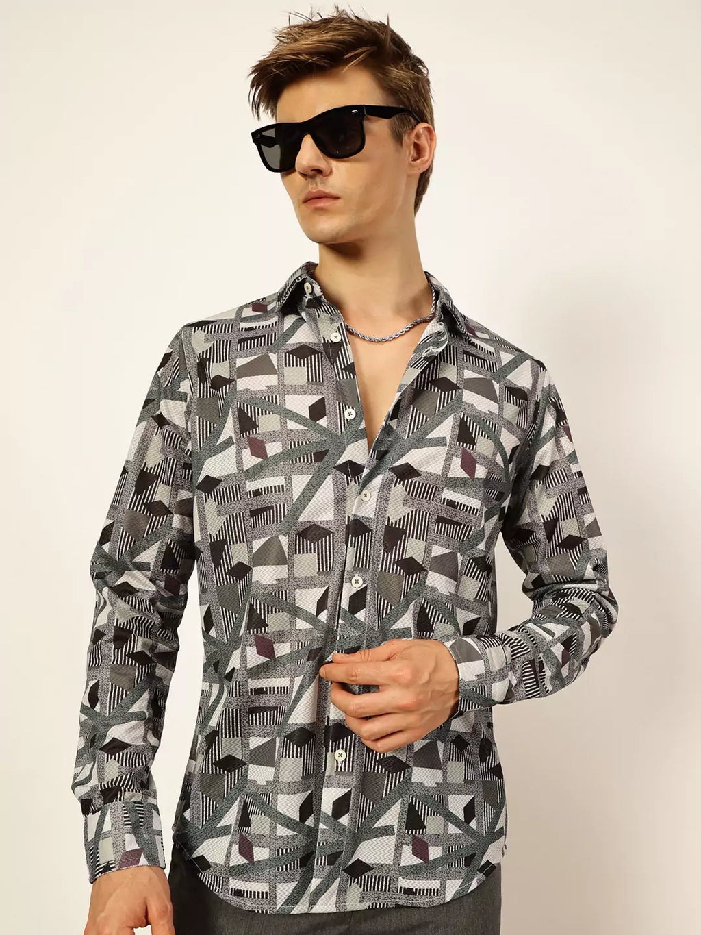 Thomas Scott Men Premium Slim Fit Opaque Printed Casual Shirt