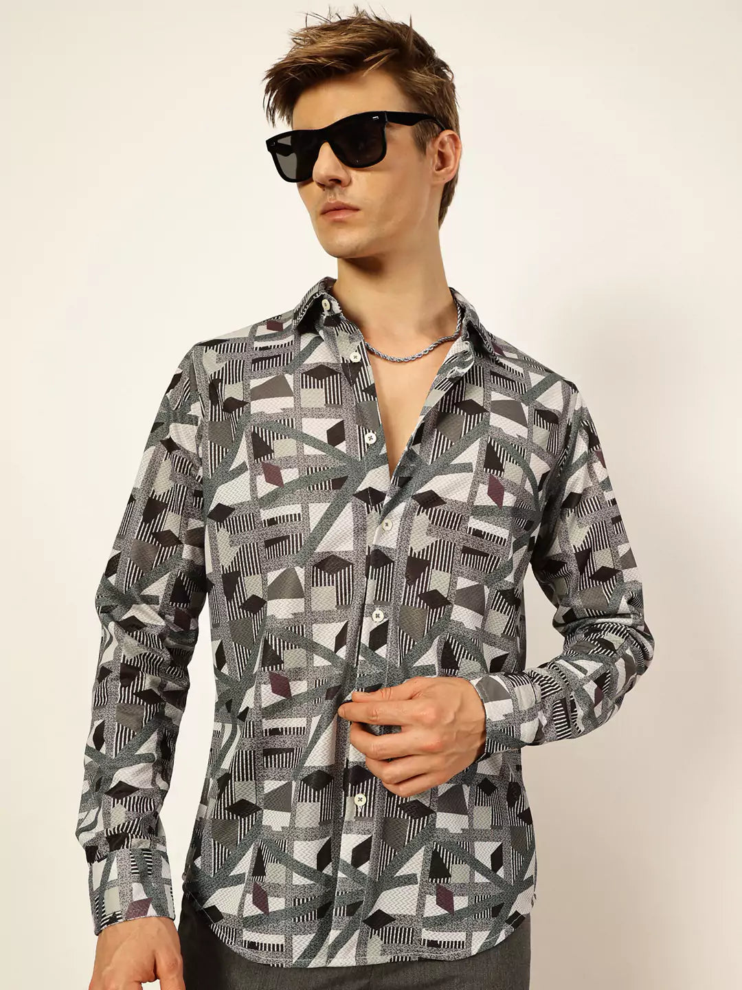 Thomas Scott Men Premium Slim Fit Opaque Printed Casual Shirt