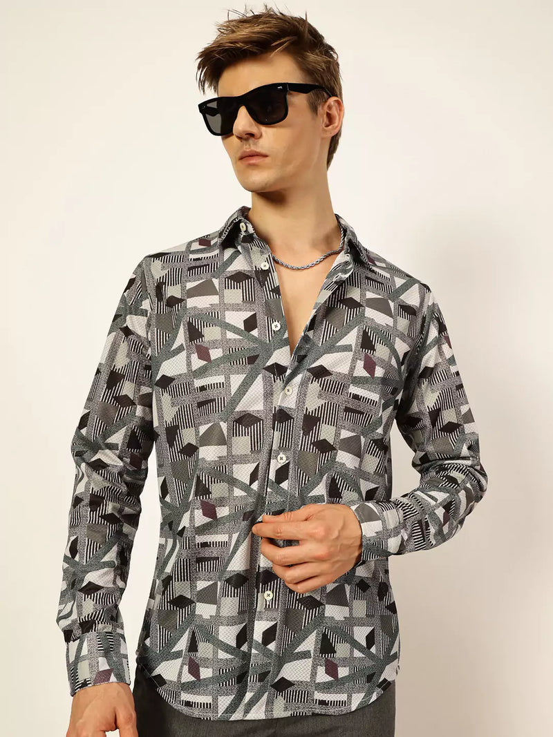 Thomas Scott Men Premium Slim Fit Opaque Printed Casual Shirt