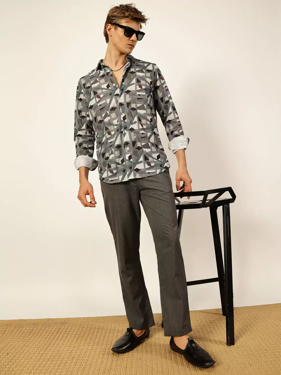 Thomas Scott Men Premium Slim Fit Opaque Printed Casual Shirt