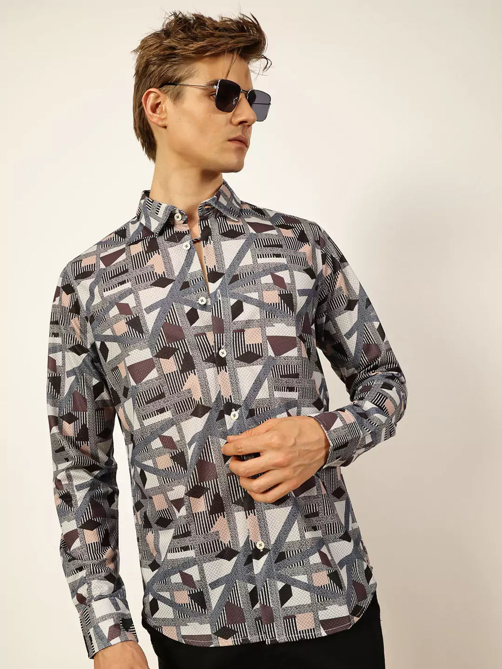 Thomas Scott Men Premium Slim Fit Opaque Printed Casual Shirt