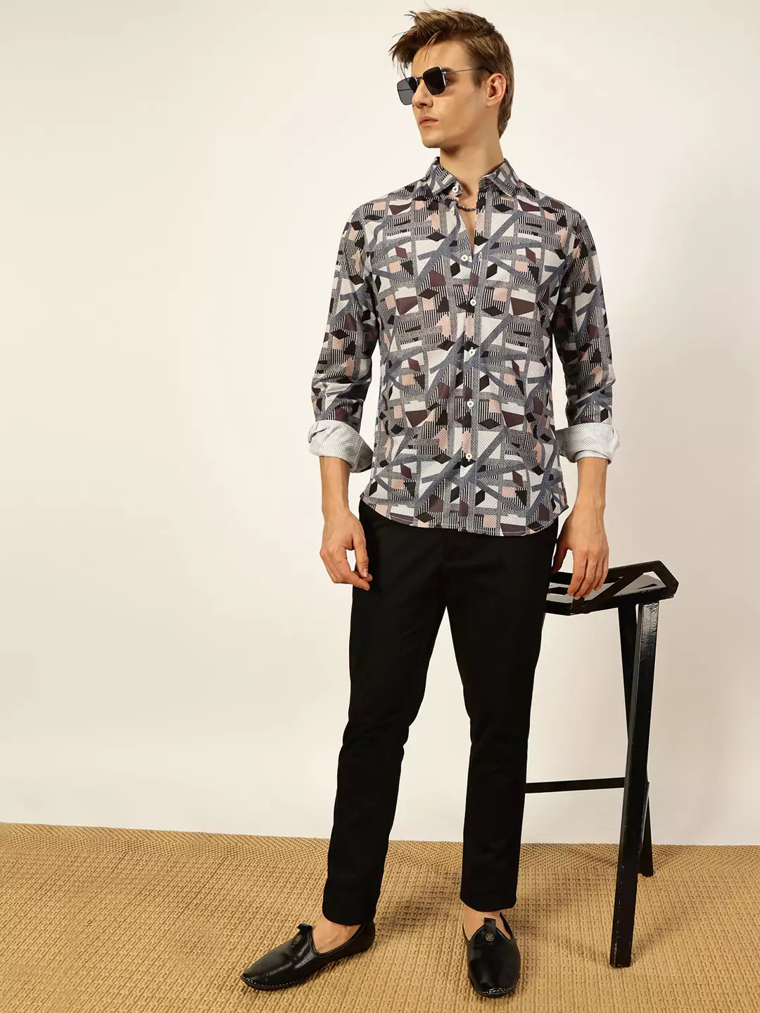 Thomas Scott Men Premium Slim Fit Opaque Printed Casual Shirt