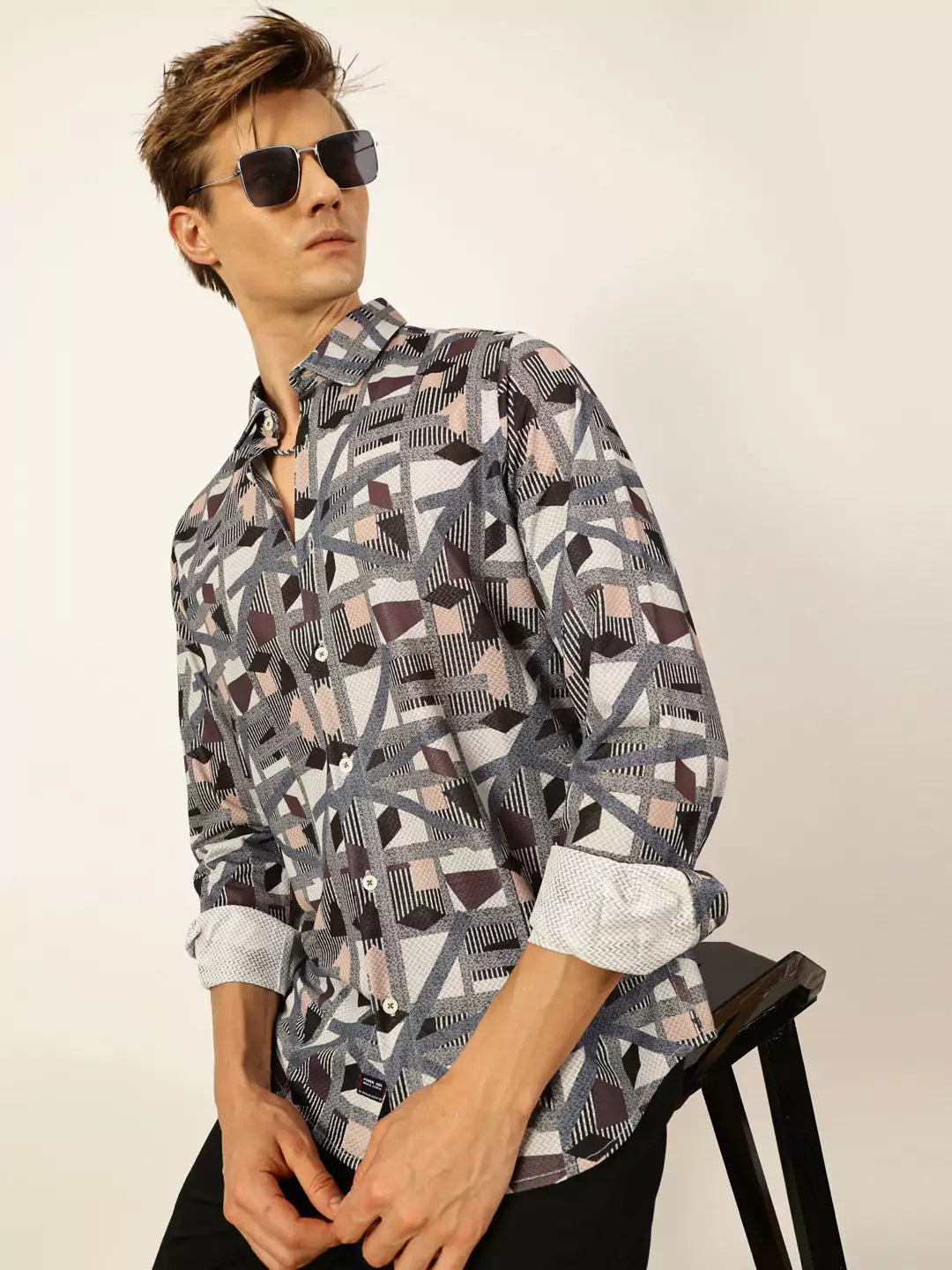 Thomas Scott Men Premium Slim Fit Opaque Printed Casual Shirt