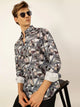 Grey Premium Slim Fit Opaque Printed Casual Shirt For Men