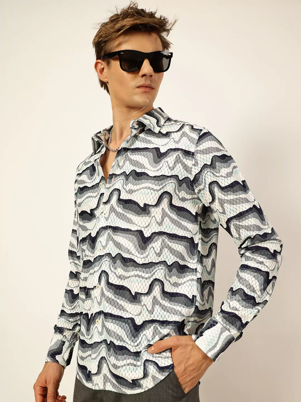 Thomas Scott Men Premium Slim Fit Opaque Printed Casual Shirt