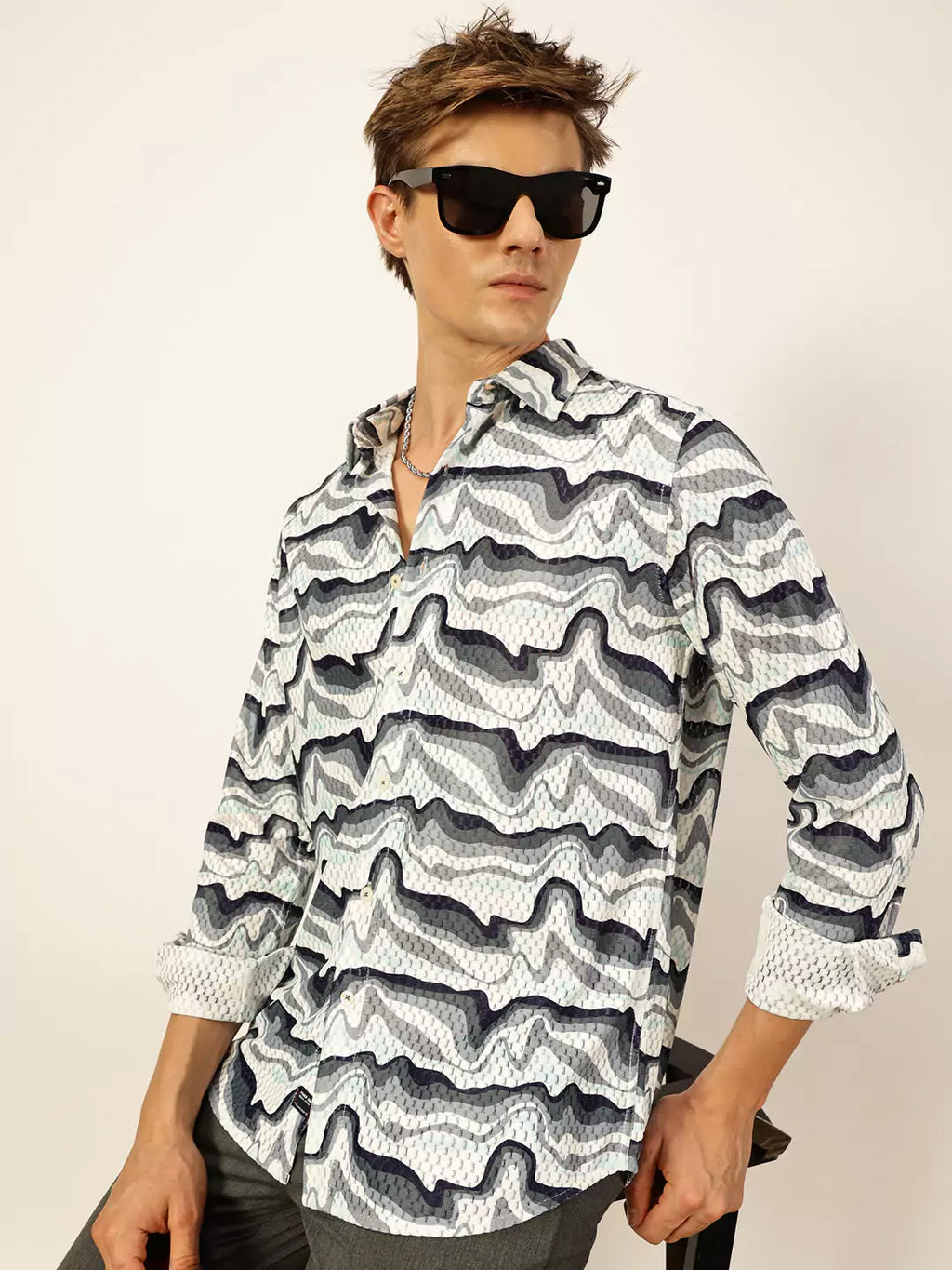 Thomas Scott Men Premium Slim Fit Opaque Printed Casual Shirt