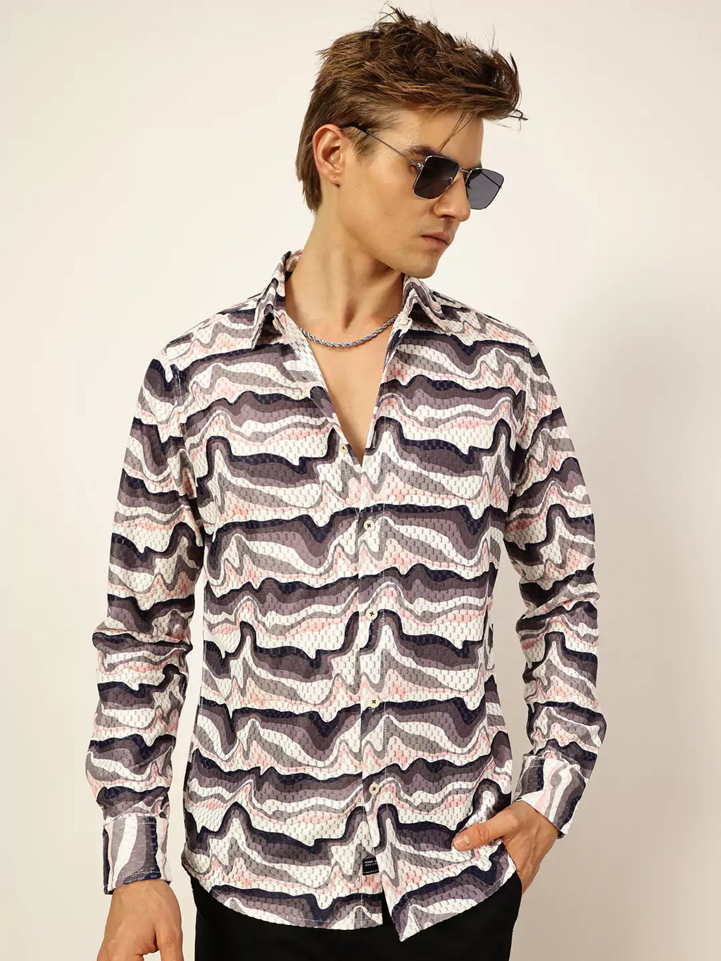 Thomas Scott Men Premium Slim Fit Opaque Printed Casual Shirt