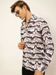 Mauve Premium Slim Fit Opaque Printed Casual Shirt For Men