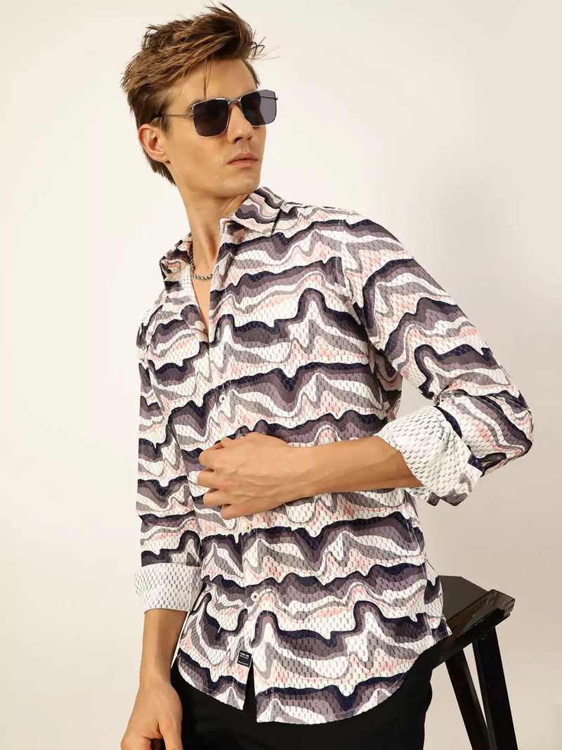 Thomas Scott Men Premium Slim Fit Opaque Printed Casual Shirt