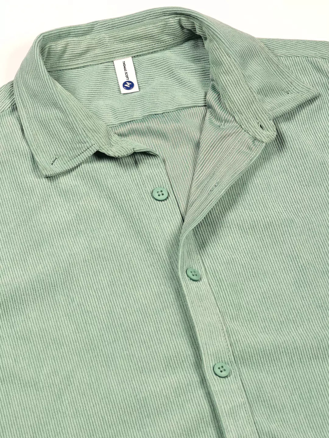 Thomas Scott Men Premium Textured Corduroy Slim Fit Button-Down Collar Casual Shirt
