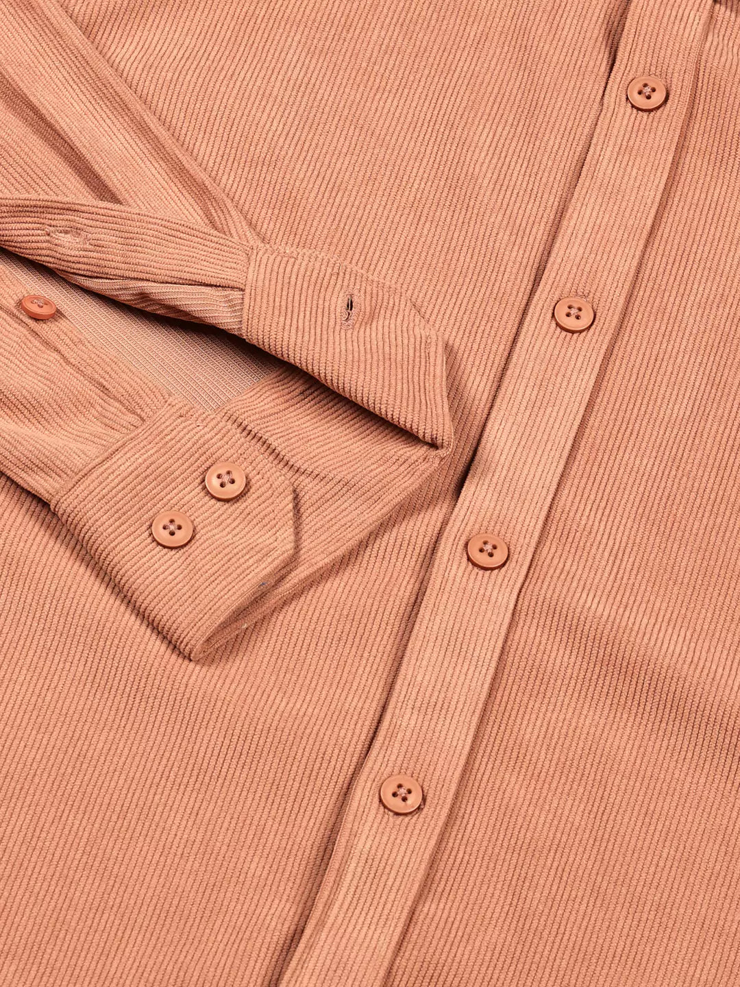 Thomas Scott Men Premium Textured Corduroy Slim Fit Button-Down Collar Casual Shirt