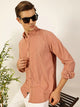 Thomas Scott Men Premium Textured Corduroy Slim Fit Button-Down Collar Casual Shirt