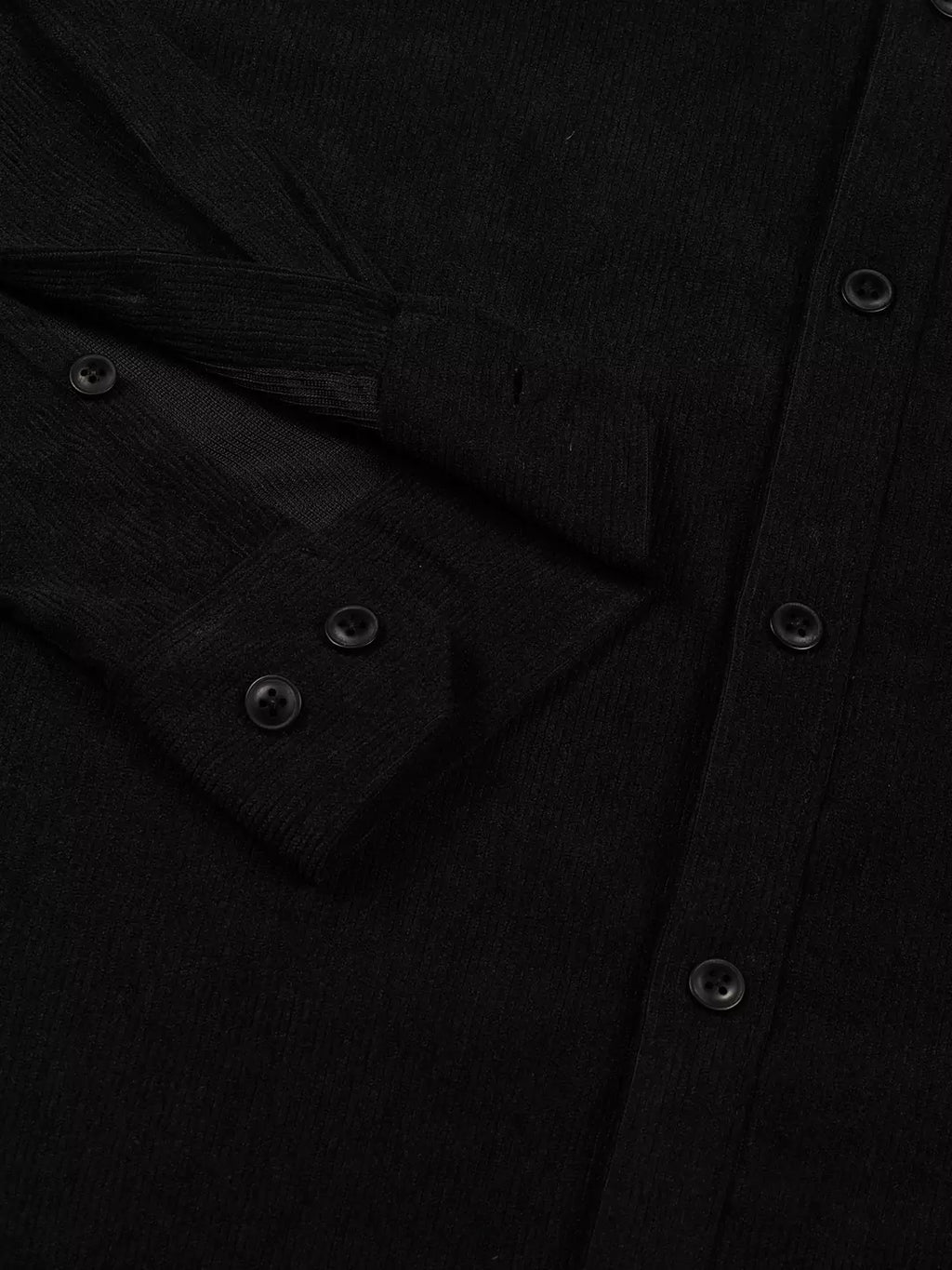 Thomas Scott Men Premium Textured Corduroy Slim Fit Button-Down Collar Casual Shirt