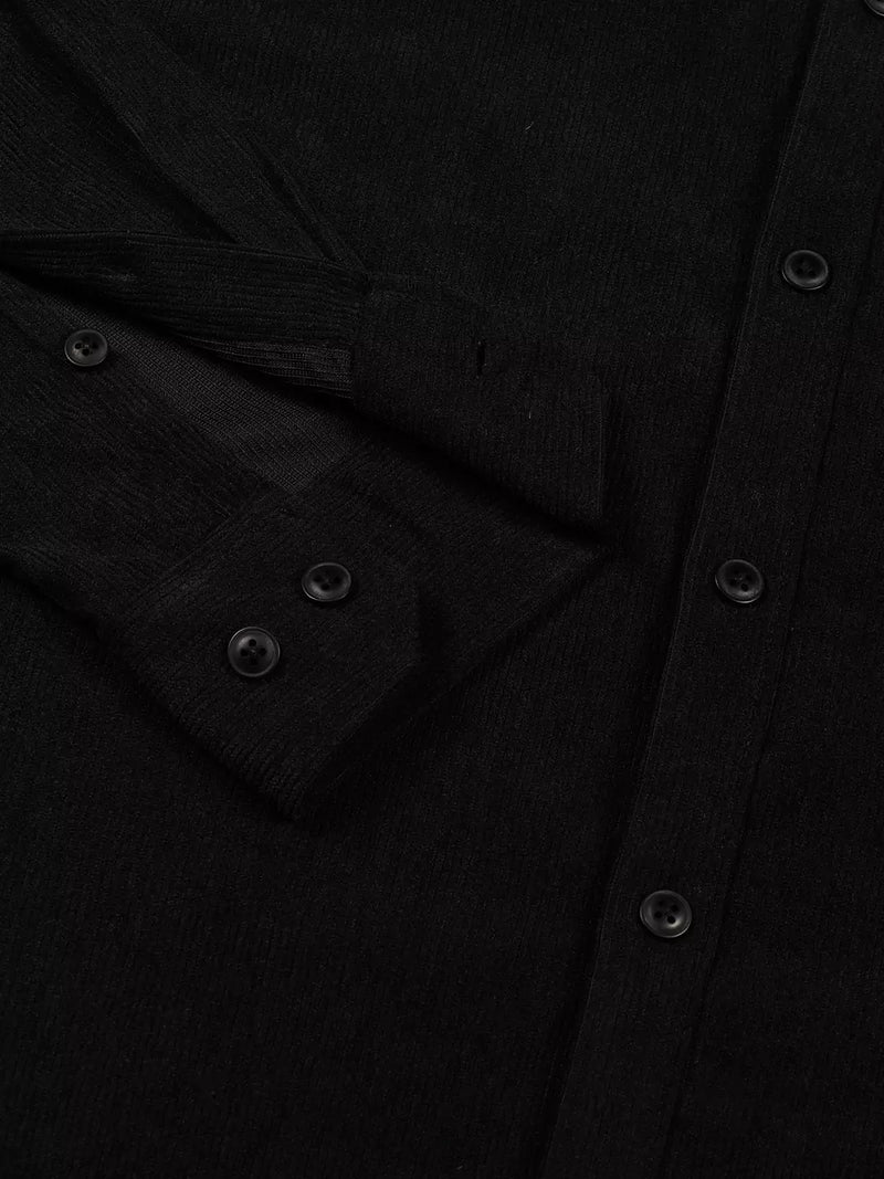 Thomas Scott Men Premium Textured Corduroy Slim Fit Button-Down Collar Casual Shirt