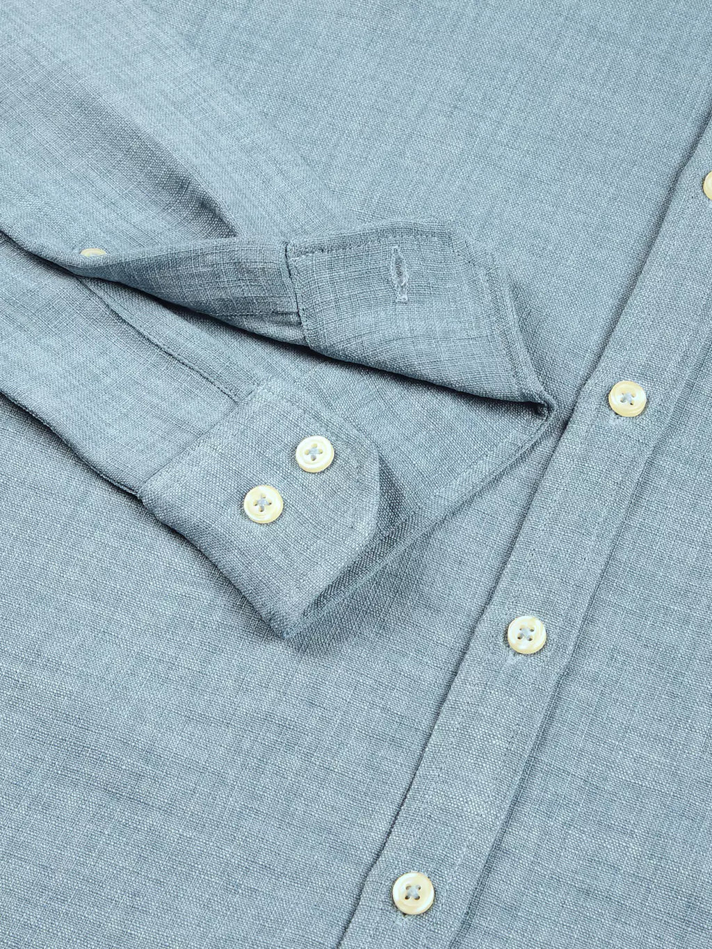 Thomas Scott Men Blue Slim Fit Long Sleeves Button-Down Collar Polyester Casual Shirt