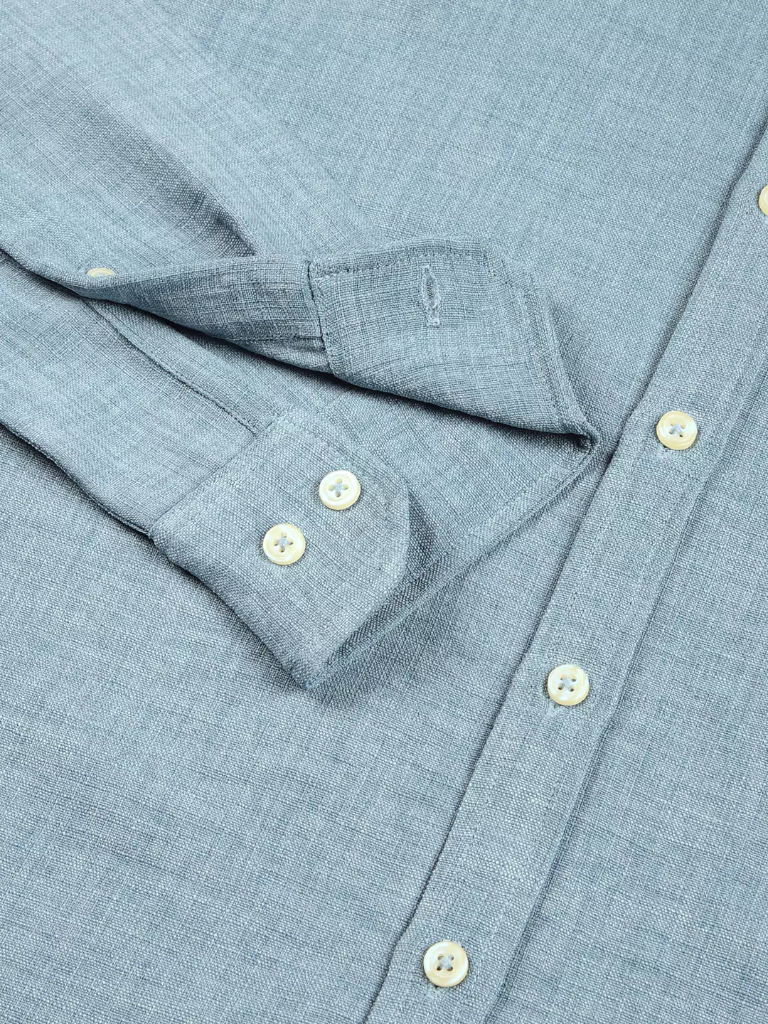 Thomas Scott Men Blue Slim Fit Long Sleeves Button-Down Collar Polyester Casual Shirt