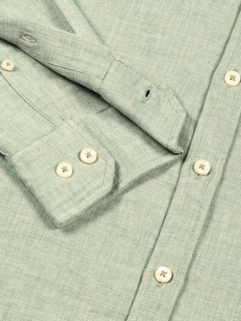 Thomas Scott Men Green Slim Fit Long Sleeves Button-Down Collar Polyester Casual Shirt