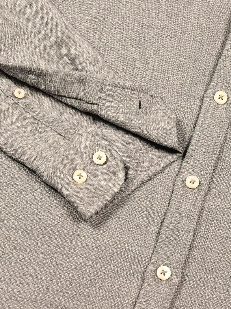 Thomas Scott Men Grey Slim Fit Long Sleeves Button-Down Collar Polyester Casual Shirt