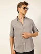 Thomas Scott Men Grey Slim Fit Long Sleeves Button-Down Collar Polyester Casual Shirt