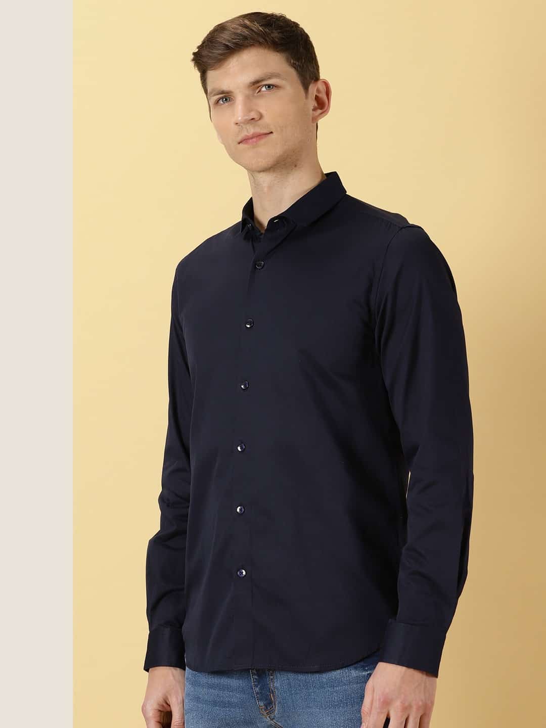 Thomas Scott Men Classic Slim Fit Spread Collar Casual Shirt