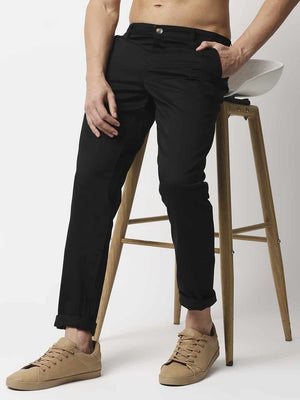 Thomas Scott Men Black Mid-Rise Regular Fit Woven Chinos Trouser