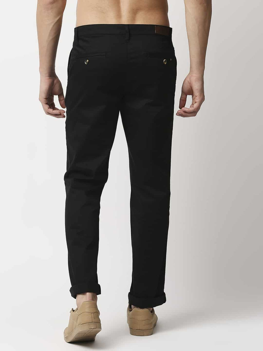 Thomas Scott Men Black Mid-Rise Regular Fit Woven Chinos Trouser
