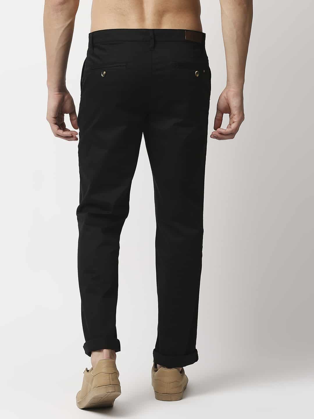 Thomas Scott Men Black Mid-Rise Regular Fit Woven Chinos Trouser