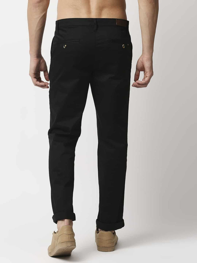 Thomas Scott Men Black Mid-Rise Regular Fit Woven Chinos Trouser