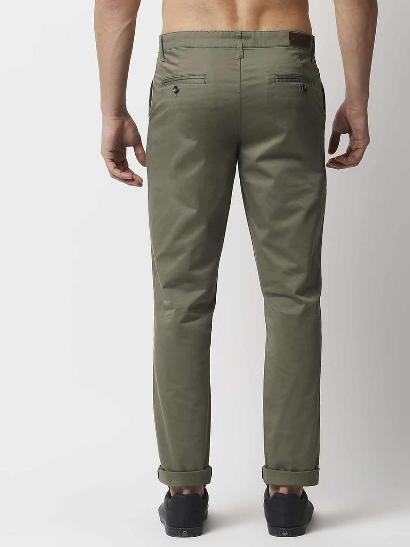 Thomas Scott Men Olive Green Easy Wash Sustainable Trousers