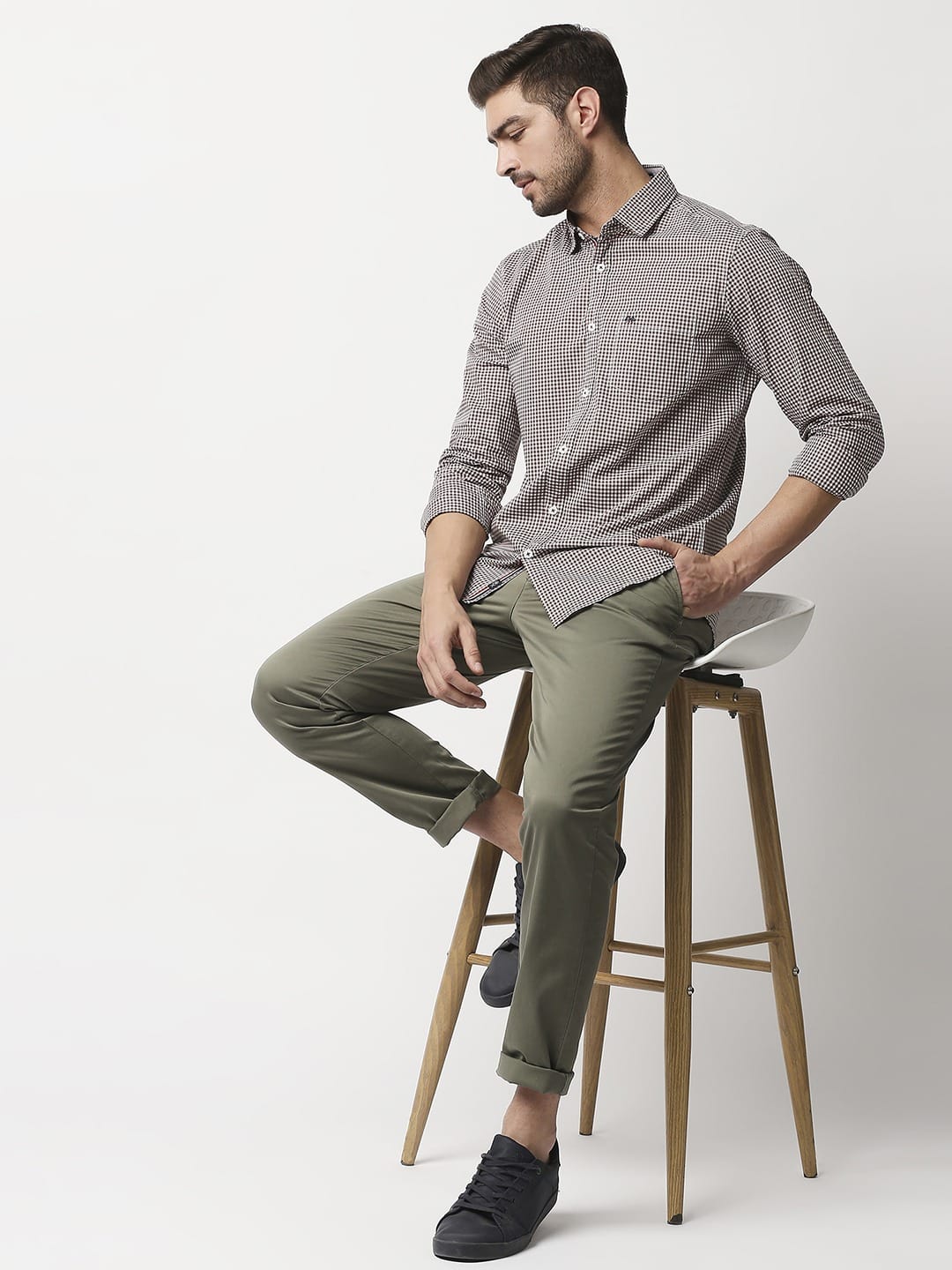 Thomas Scott Men Olive Green Easy Wash Sustainable Trousers