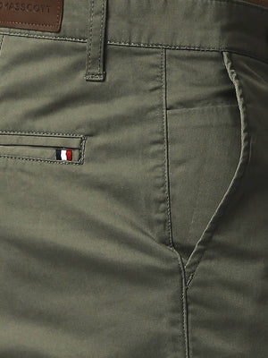 Thomas Scott Men Olive Green Easy Wash Sustainable Trousers
