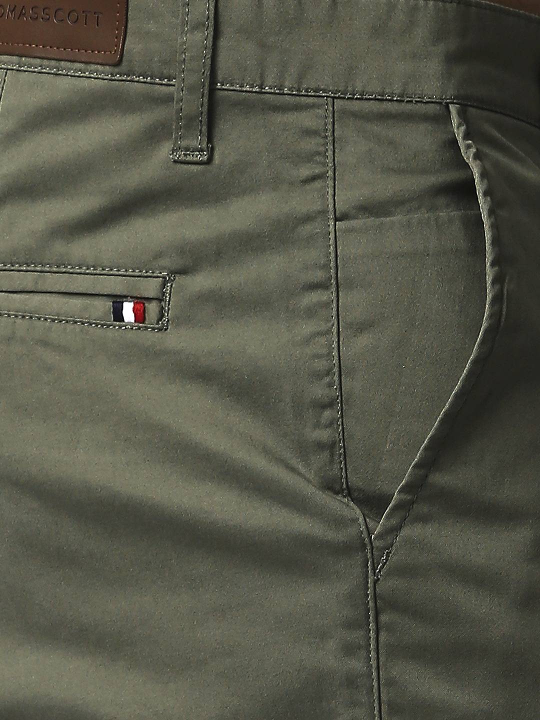 Thomas Scott Men Olive Green Easy Wash Sustainable Trousers