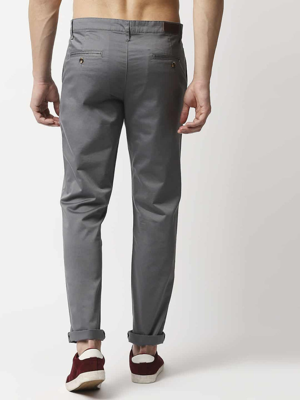 Thomas Scott Men Grey Slim Fit Easy Wash Sustainable Chinos Trousers