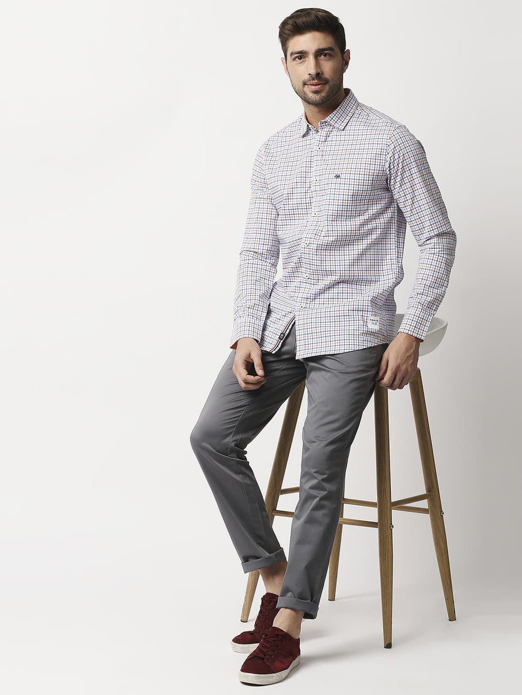 Thomas Scott Men Grey Slim Fit Easy Wash Sustainable Chinos Trousers