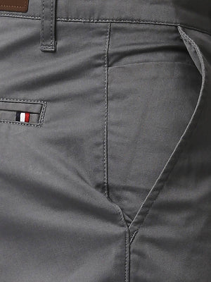 Steal Grey Mid-Rise Regular Fit Woven Chinos Trouser For Men