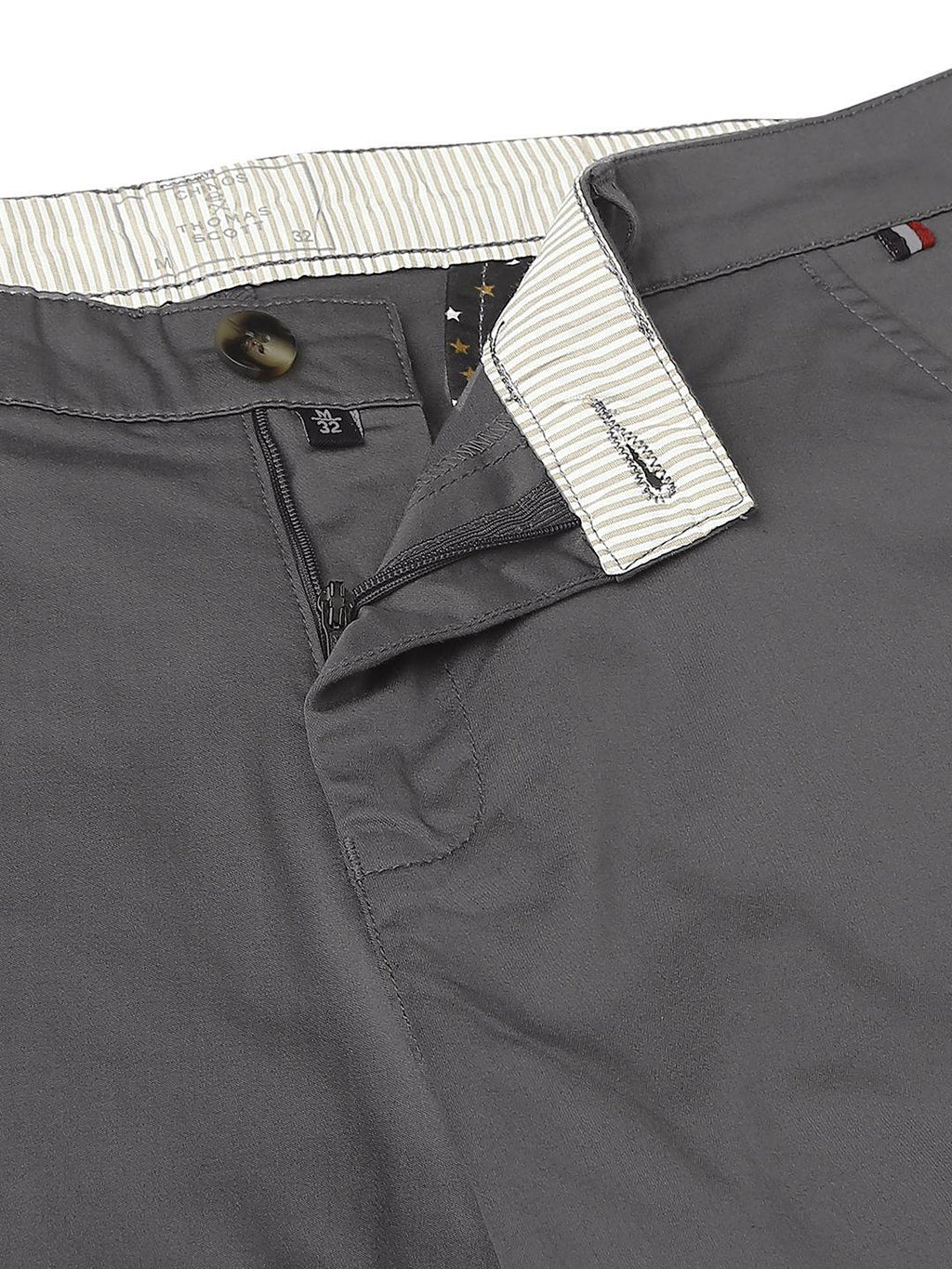 Thomas Scott Men Grey Slim Fit Easy Wash Sustainable Chinos Trousers
