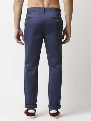 Thomas Scott Men Blue Easy Wash Slim Fit Sustainable Chinos Trousers
