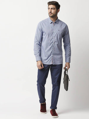 Thomas Scott Men Blue Easy Wash Slim Fit Sustainable Chinos Trousers