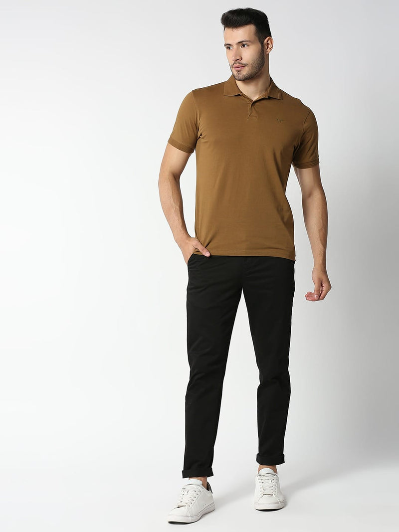 Thomas Scott Men Black Slim Fit Cotton Chinos Trousers